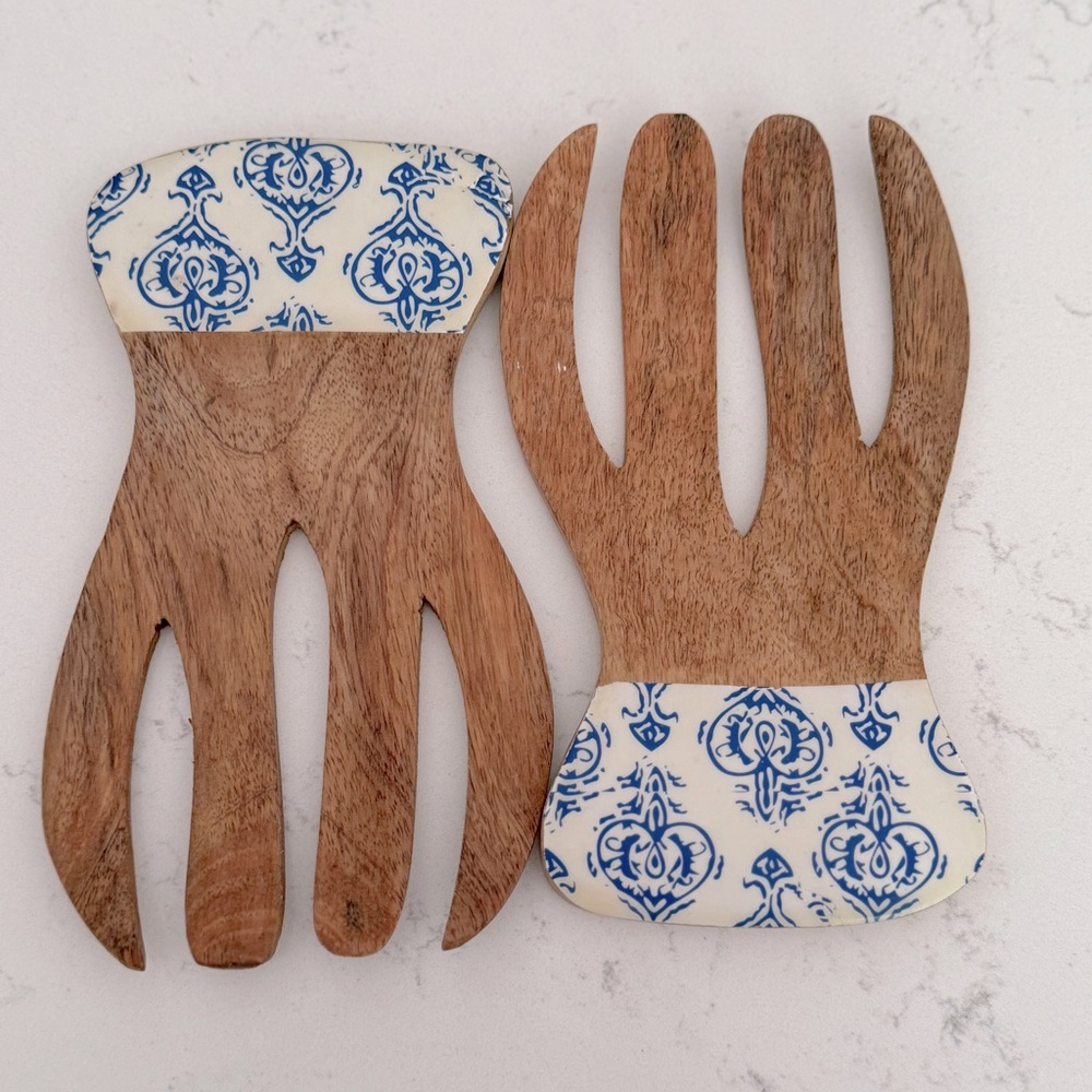 Salad Hands, Wood Salad Servers, Salad Serving Set OF 2